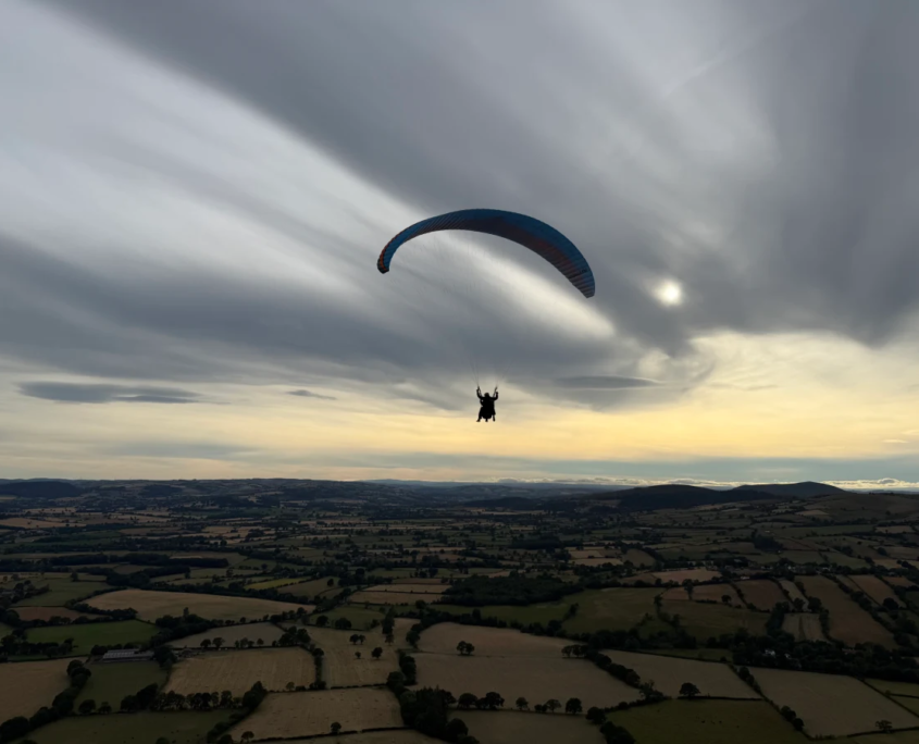 Paragliding over the Shropshire Hills
